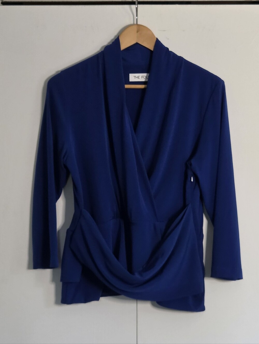 The Fold Navy Wrap-Front Draped Tunic